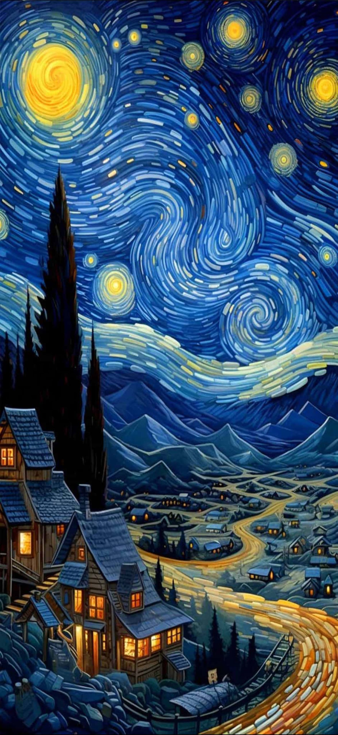 Starry Night Landscape Wallpaper